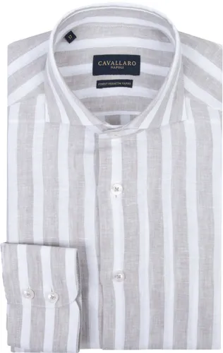 Cavallaro Trenso Shirt Linen Stripes Beige