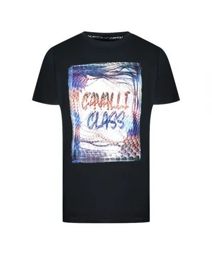 Cavalli Class Mens Box Logo Black T-Shirt Cotton
