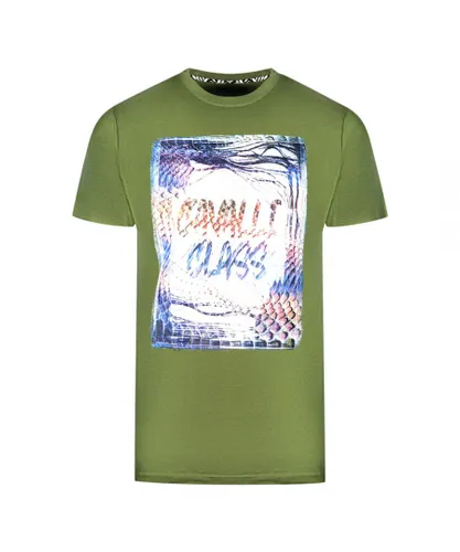 Cavalli Class Mens Box Logo Green T-Shirt