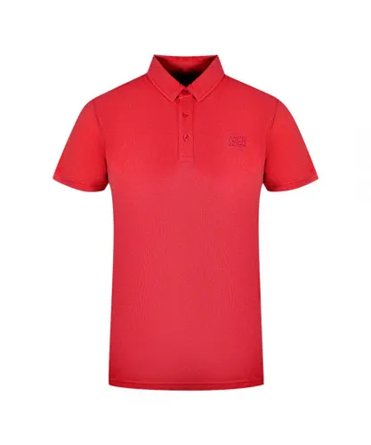 Cavalli Class Mens Brand Logo Bordeaux Polo Shirt - Red Cotton