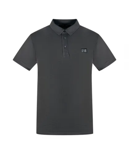 Cavalli Class Mens Patch Logo Black Polo Shirt Cotton