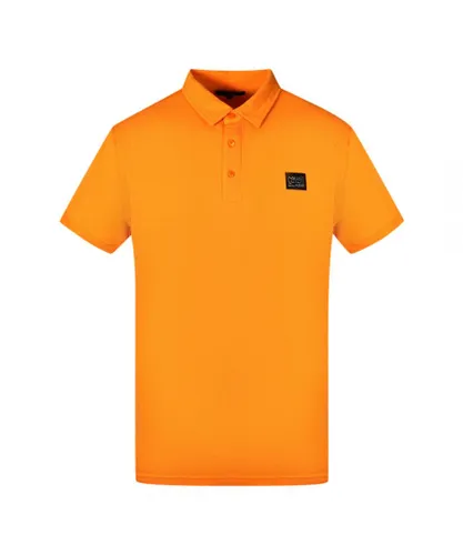 Cavalli Class Mens Patch Logo Orange Polo Shirt Cotton