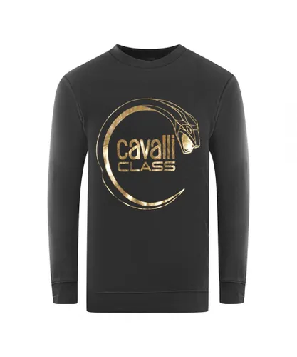 Cavalli Class Mens Piercing Snake Logo Black Sweatshirt