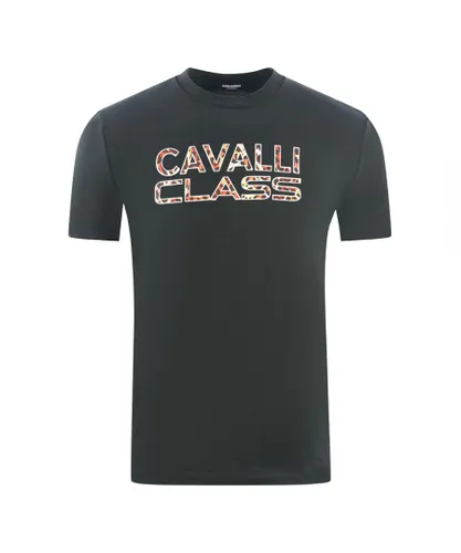Cavalli Class Mens Printed Logo Black T-Shirt