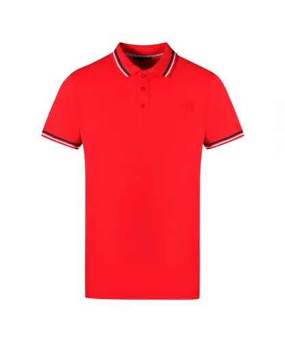 Cavalli Class Mens Twinned Tipped Collar Red Polo Shirt Cotton