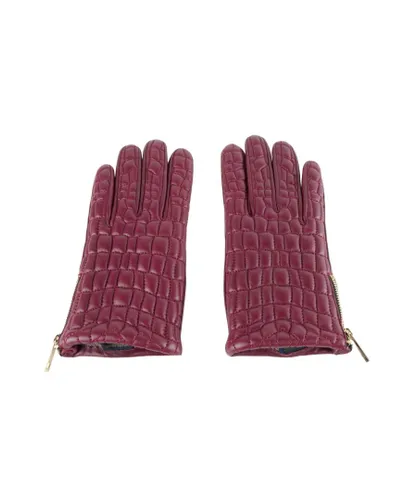 Cavalli Class Womens Lambskin Glove in Burgundy - Red Lamb Leather