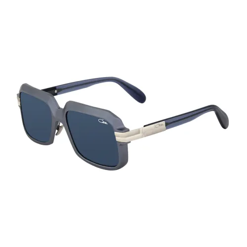 Cazal , Silver Aluminum Square Sunglasses with Dark Blue Lenses ,Gray female, Sizes: