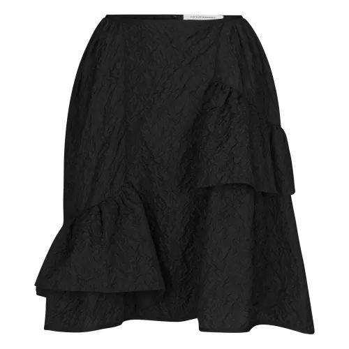 Cecilie Bahnsen , Black Matelassé Midi Skirt ,Black female, Sizes: