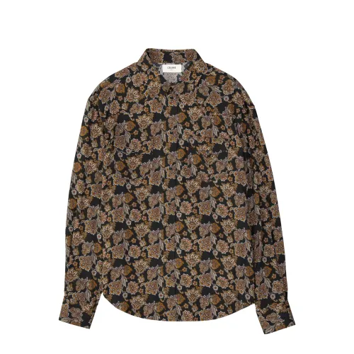 Celine , Black Cotton Shirts with All Over Print ,Black male, Sizes: