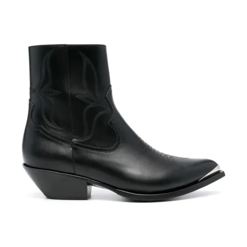 Celine , Black Metal Toe Zipped Boot ,Black male, Sizes: