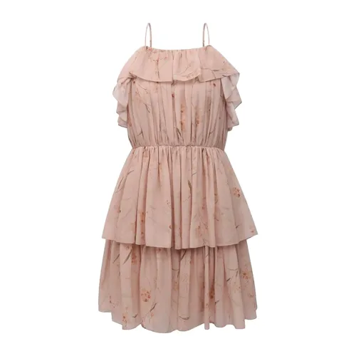 Celine , Floral Chiffon Dress ,Pink female, Sizes: