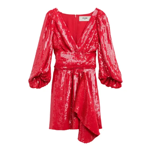 Celine , Georgette Silk Dress for Special Occasions ,Red female, Sizes: