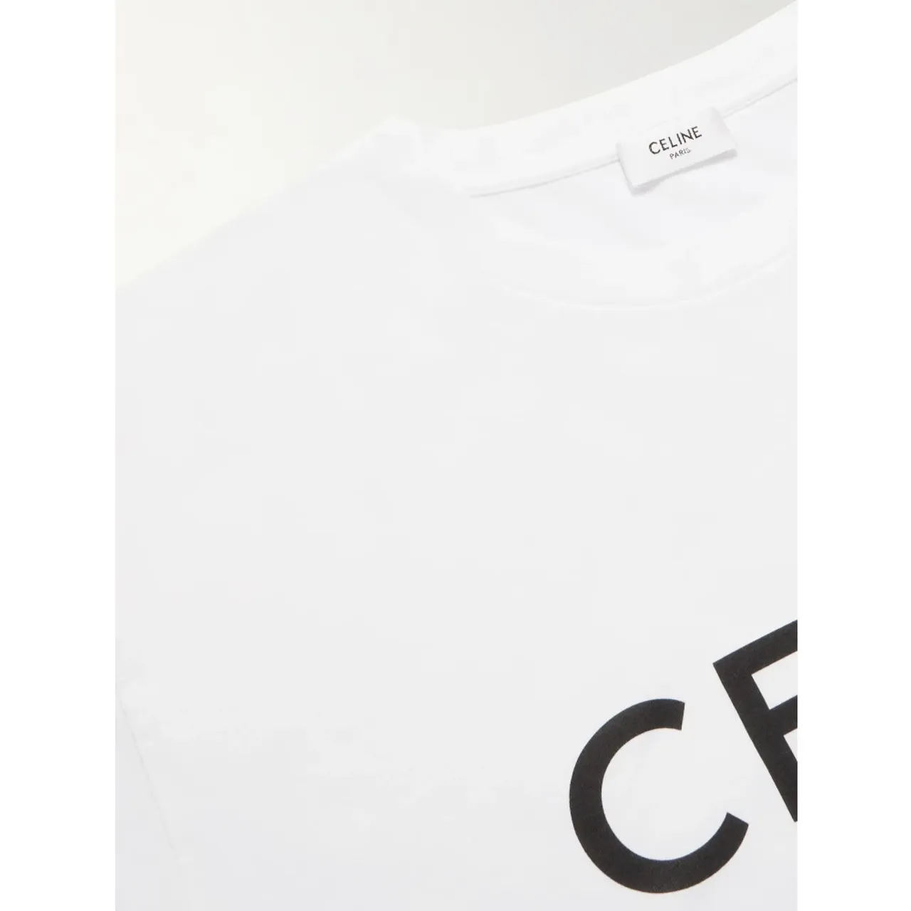 Celine , Iconic White Cotton T-Shirt ,White male, Sizes: