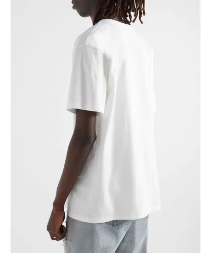Céline Mens Celine Logo-Print Cotton-Jersey T-Shirt White
