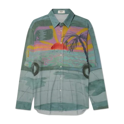 Celine , Printed Shirt with Tyson Reeder Print ,Green male, Sizes: