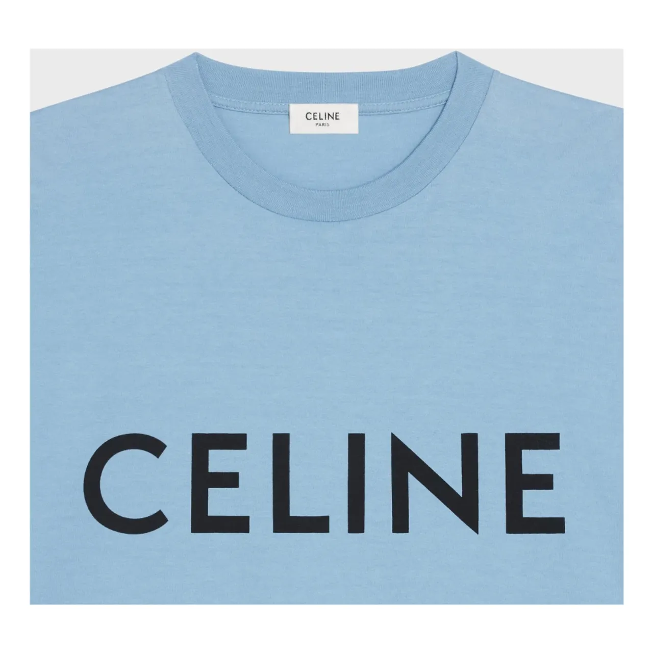 Celine , Relaxed Fit Logo Print T-shirt ,Blue male, Sizes: