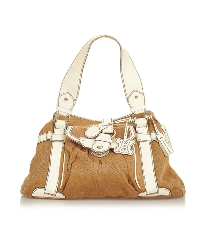 Celine Womens Vintage Canvas Handbag Brown - One Size