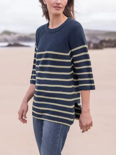 Celtic & Co. Breton Stripe Half Sleeve Jumper, Navy - Navy - Female