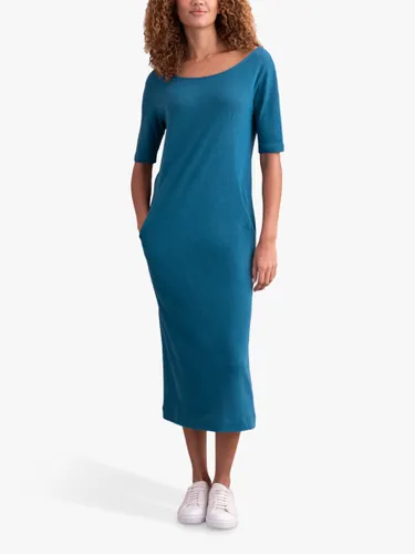 Celtic & Co. Button Back Linen Blend Midi Dress - Deep Icelandic Blue - Female