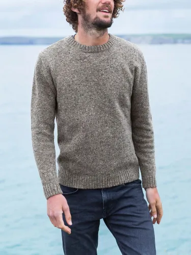 Celtic & Co. Donegal Wool Crew Neck Jumper - Grey Pebble - Male