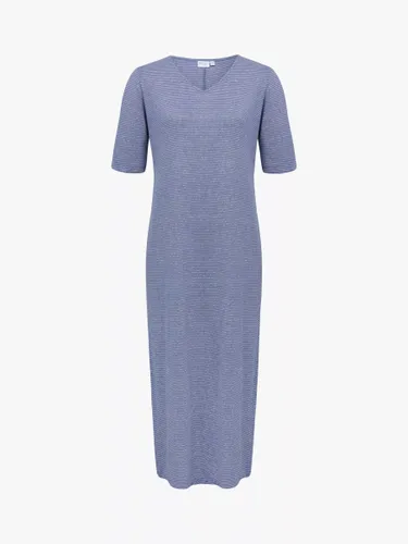 Celtic & Co. Linen Cotton Blend V-Neck Midi Dress - Cornflower Stripe - Female