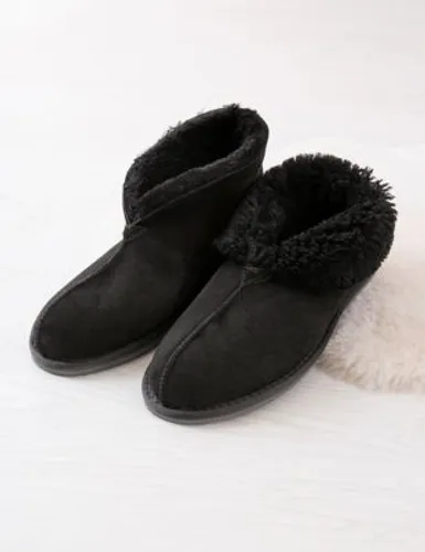 Celtic & Co. Mens Sheepskin Slipper Boots - 13-14 - Black, Black