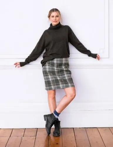 Celtic & Co. Womens Pure Wool Roll Neck Jumper - S - Grey, Grey,Dark Blue,Dark Pink