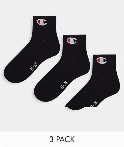 Champion 3 pack logo ankle socks in black