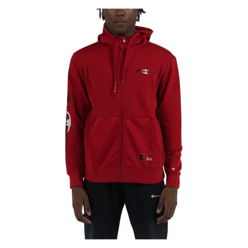 Champion , Basketball Full Zip Hoodie ,Red male, Sizes: