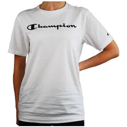Champion  Crewneck Tshirt  girls's Children's T shirt in White