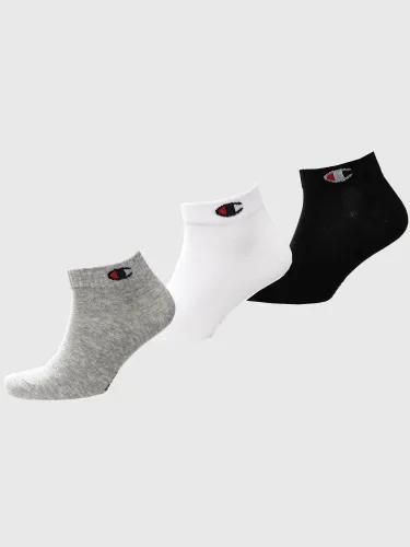 Champion Grey/White/Black 3pk Quarter Socks