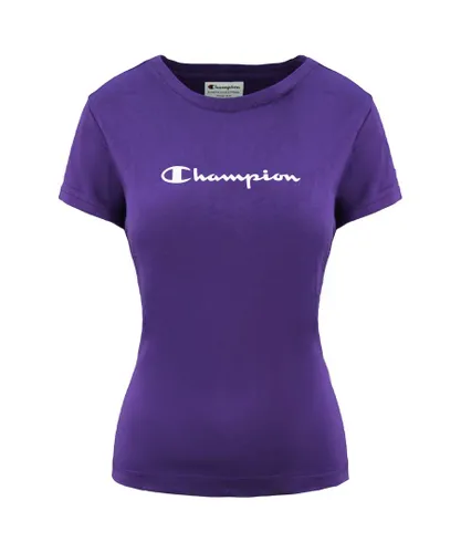 Champion Logo Womens Purple T-Shirt Cotton