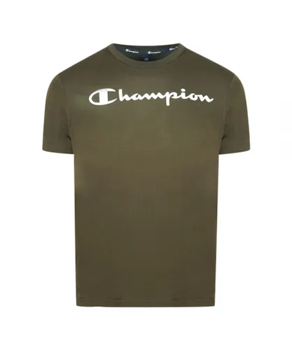 Champion Mens Classic Script Logo Brown T-Shirt Cotton