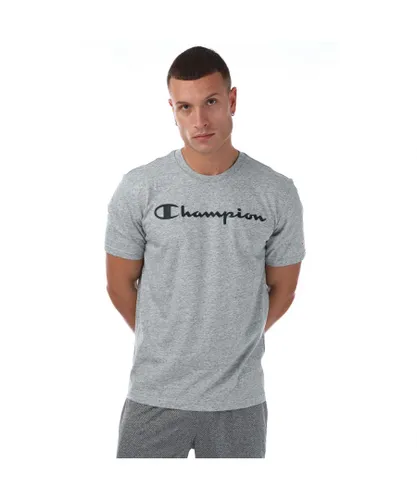 Champion Mens Crew Neck T-Shirt in Grey Cotton