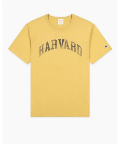 Champion Mens Crewneck T-Shirt in Yellow Cotton