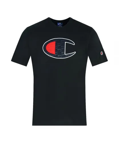 Champion Mens Large C Logo Black T-Shirt Cotton