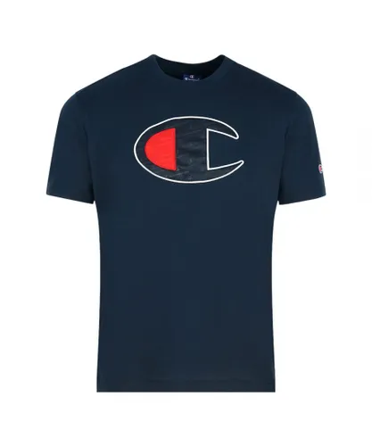 Champion Mens Large C Logo Navy T-Shirt - Blue Cotton