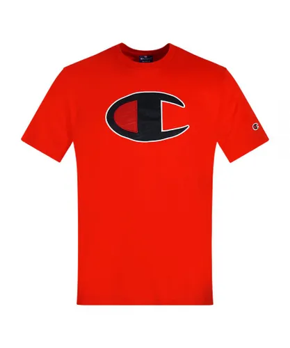 Champion Mens Large C Logo Red T-Shirt Cotton