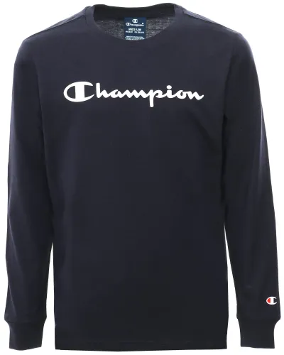 Champion Navy Junior Script Logo Long Sleeve T-Shirt