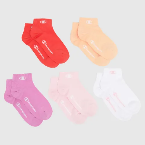 Champion Pink Kids Quarter Socks 5 Pack