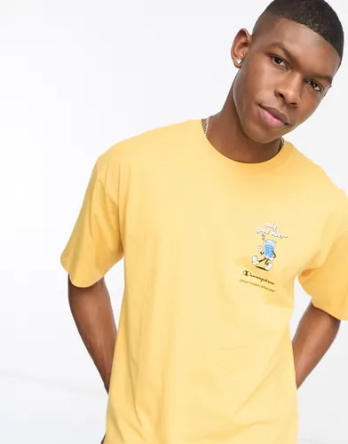Champion Rochester good vibes graphic print t-shirt in yellow