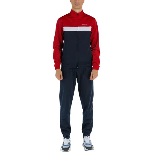 Champion , Tricolor Full Zip Polyester Tracksuit ,Red male, Sizes: