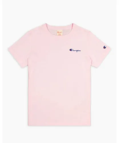 Champion Womens Crewneck T-Shirt in Pink Cotton