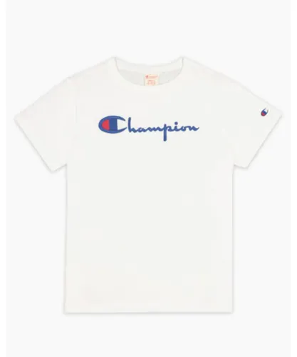 Champion Womens Crewneck T-Shirt in White Cotton