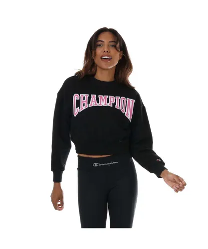Champion Womenss Rochester Sweatshirt in Black Cotton