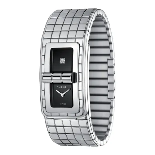 Chanel , Elegant Quartz Watch with Black Lacquered Dials and Diamond Accent ,Gray female, Sizes: ONE SIZE