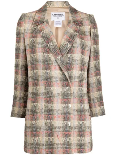 CHANEL Pre-Owned double-breasted tweed jacket - Brown