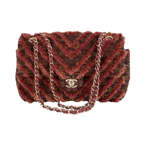 Chanel , Tweed Flap Bag ,Red unisex, Sizes: ONE SIZE