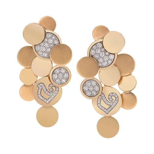 Chantecler , Sequin Gold Earrings - 0.65 CT Diamond ,Yellow female, Sizes: ONE SIZE