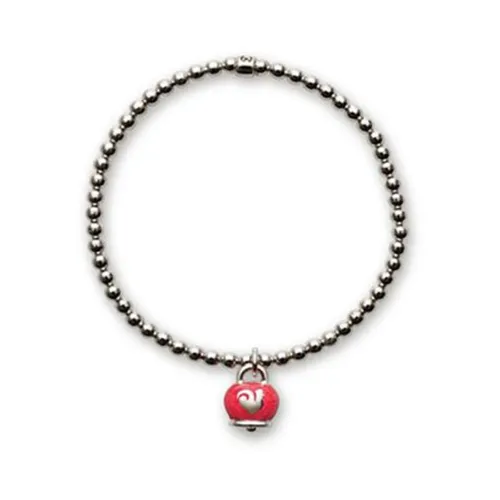Chantecler , Silver Bell Bracelet with Red Enamel ,Gray female, Sizes: M, S